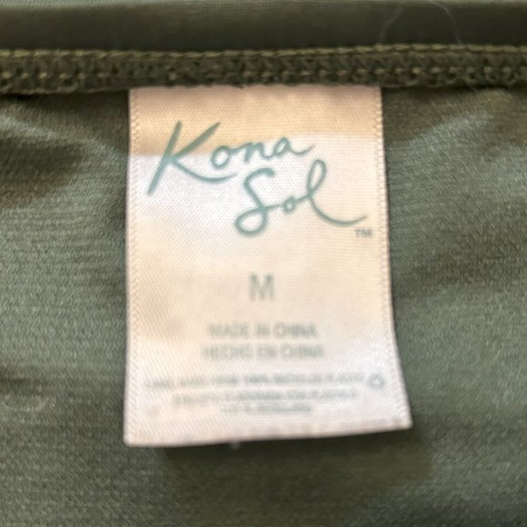 Kona Sol Army Green Bikini Two Piece Swimsuit Bottom Medium Top Large - Picture 2 of 6